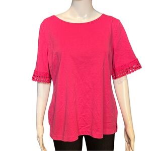 Talbots Fuchsia Lace Sleeve Tee